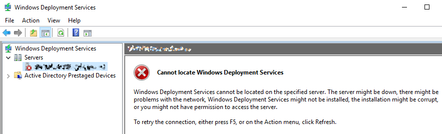 Windows Deployment Services (WDS) – Cannot locate Windows Deployment&nbsp;Services