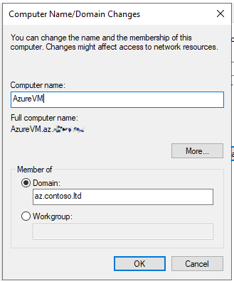 Shows the Computer Name/Domain Changes window